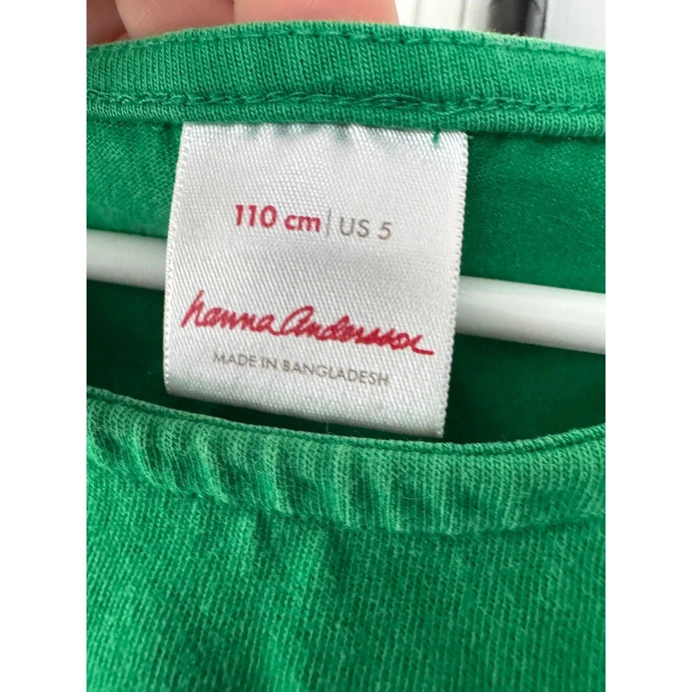 Hanna Andersson Girls Green Mermaid Heart Cotton Knit Empire Waist Dress US‎ 5